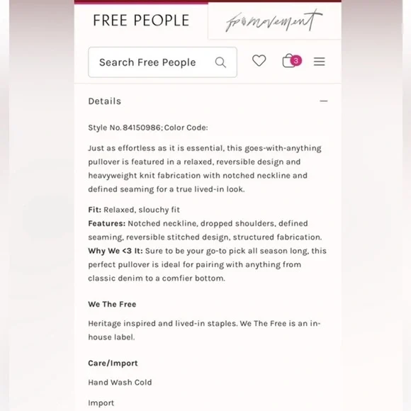 WE THE FREE VALENTINE OVERSIZED SLOUCHY BAGGY PULLOVER CASUAL SWEATER NWOT - Picture 11 of 12